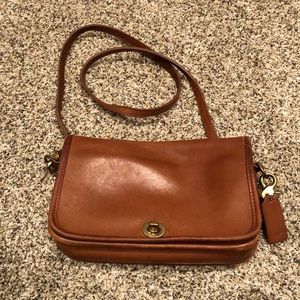 Brown leather Coach crossbody